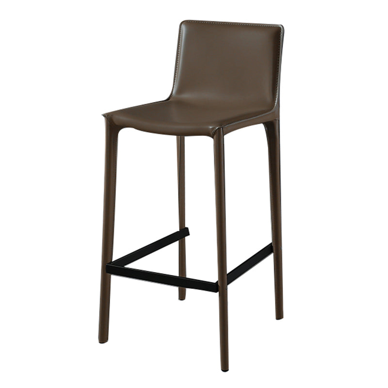 Modern Armless Faux Leather Low Back Bar Stools with Metal Base