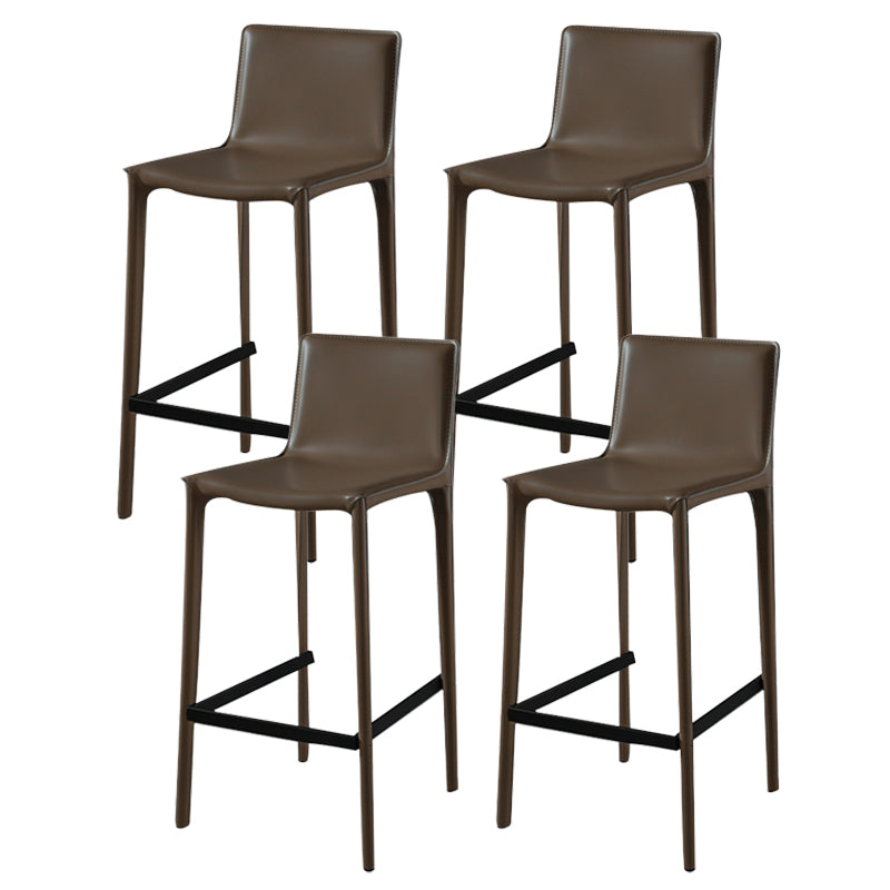 Modern Armless Faux Leather Low Back Bar Stools with Metal Base