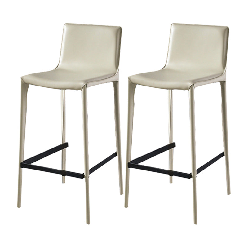 Modern Armless Faux Leather Low Back Bar Stools with Metal Base