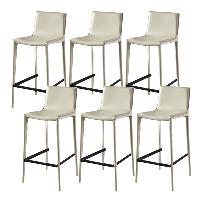 Modern Armless Faux Leather Low Back Bar Stools with Metal Base