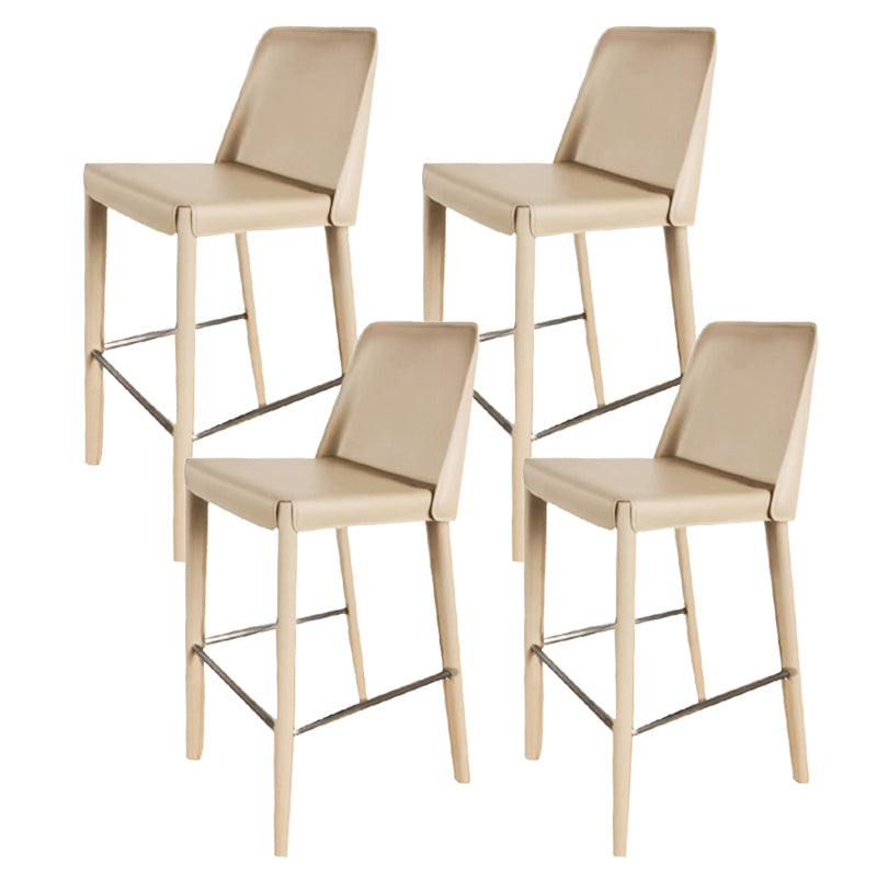 Modern Armless Faux Leather Low Back Bar Stools with Metal Base