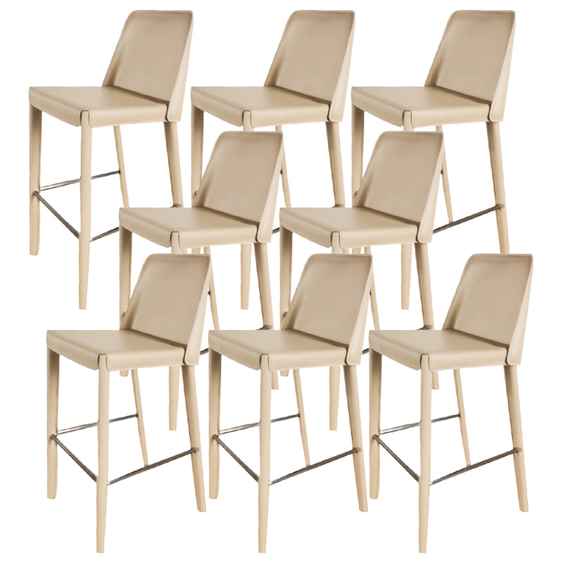 Modern Armless Faux Leather Low Back Bar Stools with Metal Base