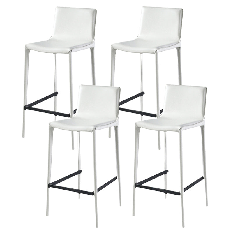 Modern Armless Faux Leather Low Back Bar Stools with Metal Base