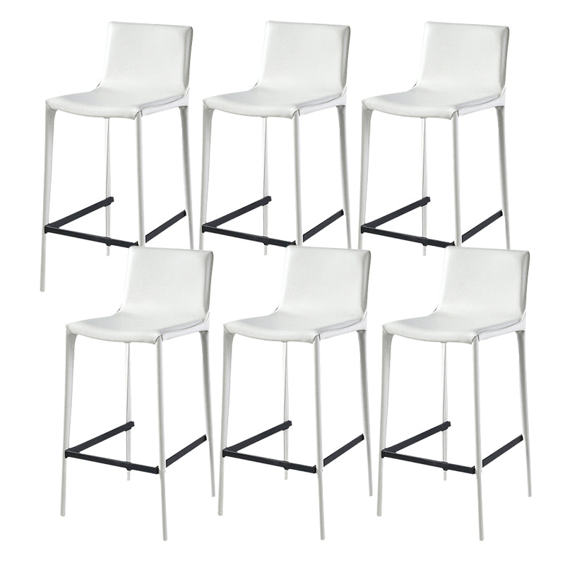 Modern Armless Faux Leather Low Back Bar Stools with Metal Base
