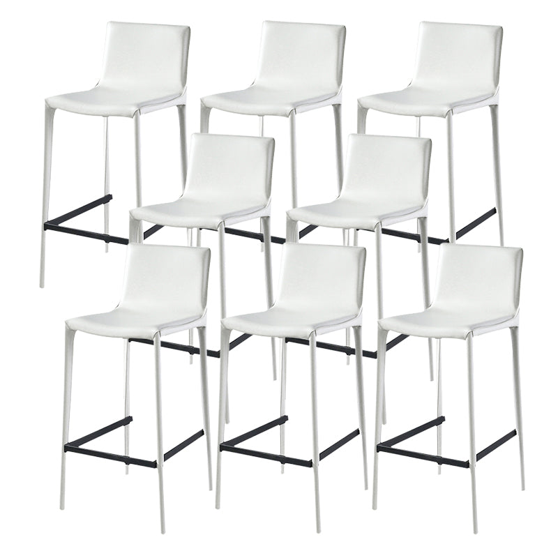 Modern Armless Faux Leather Low Back Bar Stools with Metal Base