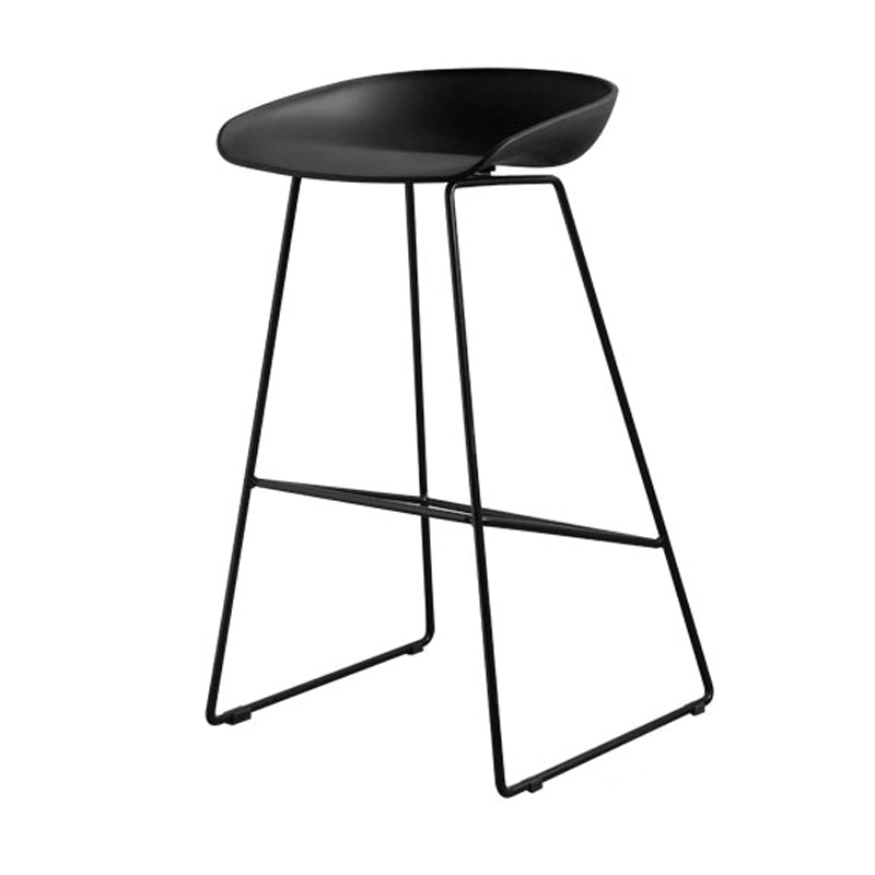 Industrial Indoor Armless Footrest Bar Stool with Metal Legs
