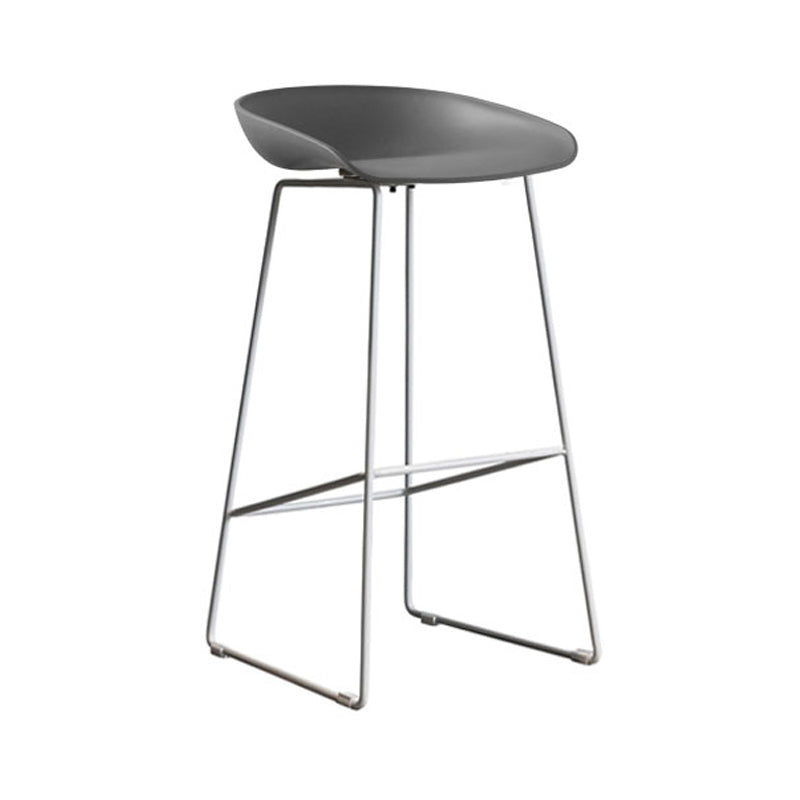 Industrial Indoor Armless Footrest Bar Stool with Metal Legs