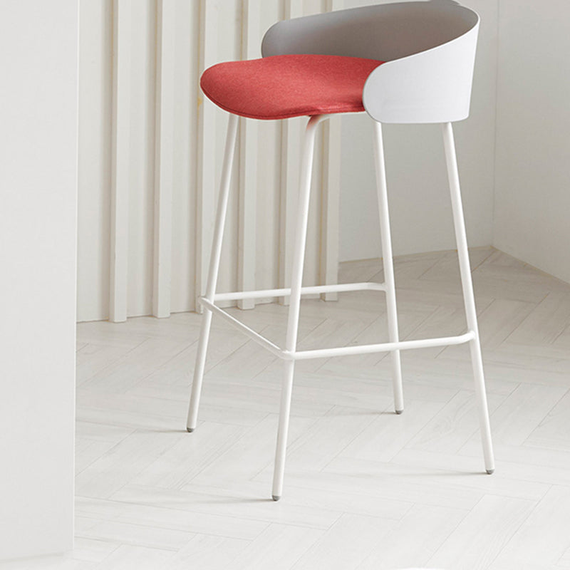 Contemporary Bucket Low Back Armless Bar Stools with White Metal Base