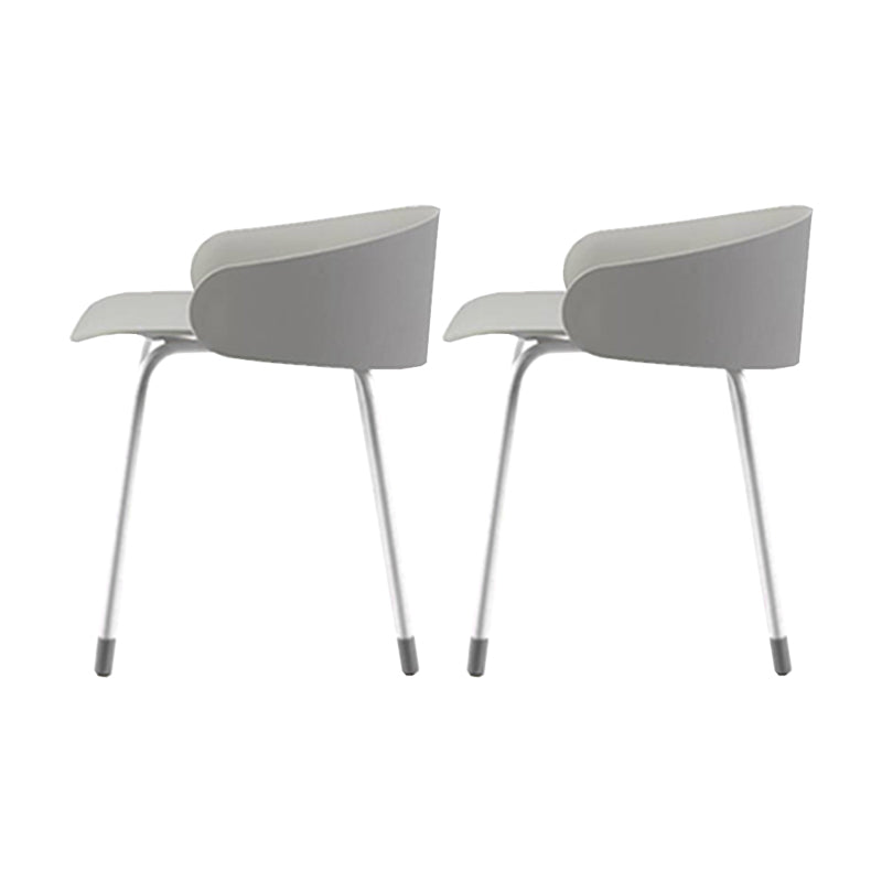 Contemporary Bucket Low Back Armless Bar Stools with White Metal Base