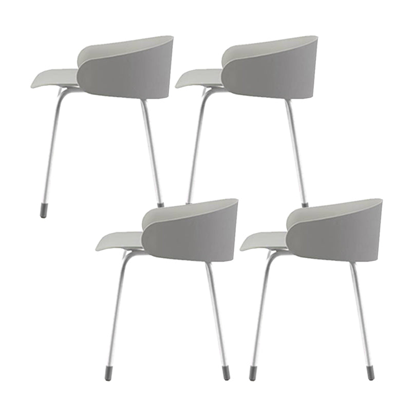 Contemporary Bucket Low Back Armless Bar Stools with White Metal Base