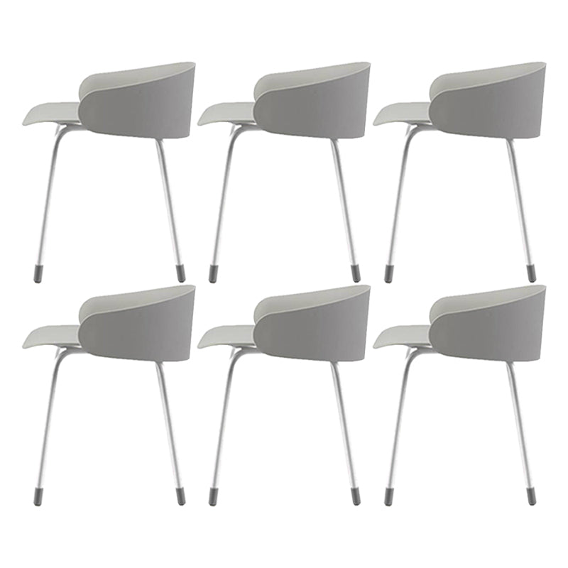 Contemporary Bucket Low Back Armless Bar Stools with White Metal Base