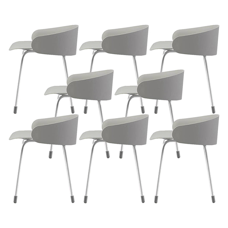 Contemporary Bucket Low Back Armless Bar Stools with White Metal Base