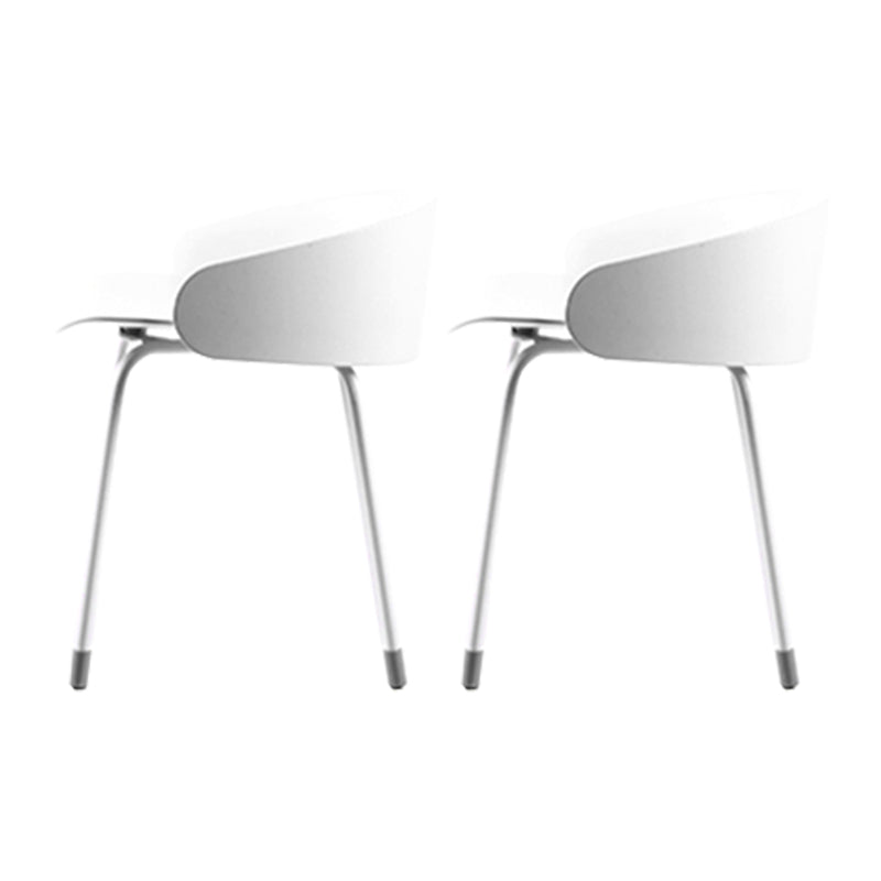 Contemporary Bucket Low Back Armless Bar Stools with White Metal Base