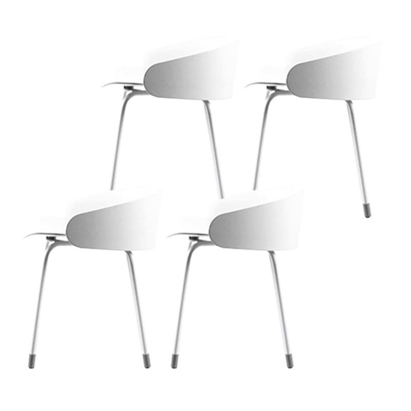 Contemporary Bucket Low Back Armless Bar Stools with White Metal Base
