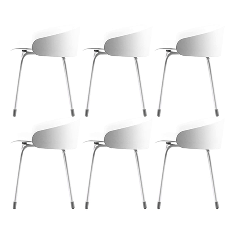 Contemporary Bucket Low Back Armless Bar Stools with White Metal Base