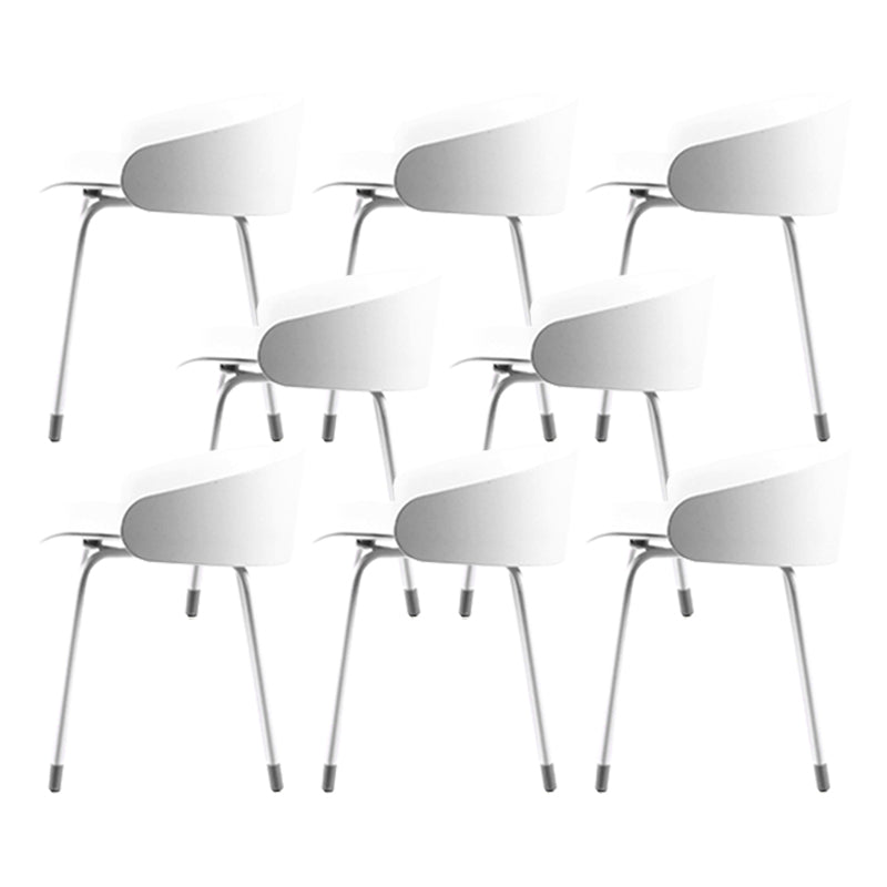 Contemporary Bucket Low Back Armless Bar Stools with White Metal Base