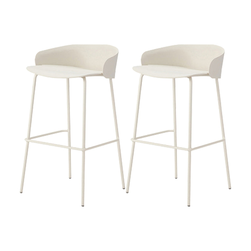 Contemporary Bucket Low Back Armless Bar Stools with White Metal Base