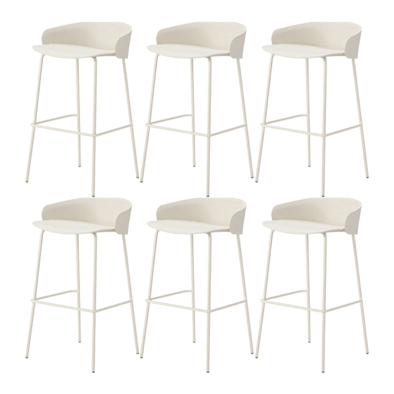 Contemporary Bucket Low Back Armless Bar Stools with White Metal Base