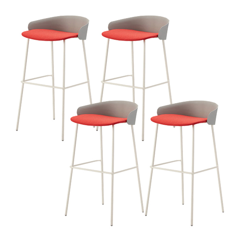 Contemporary Bucket Low Back Armless Bar Stools with White Metal Base