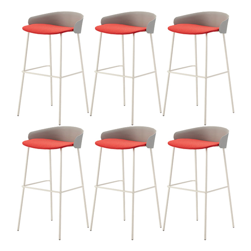 Contemporary Bucket Low Back Armless Bar Stools with White Metal Base