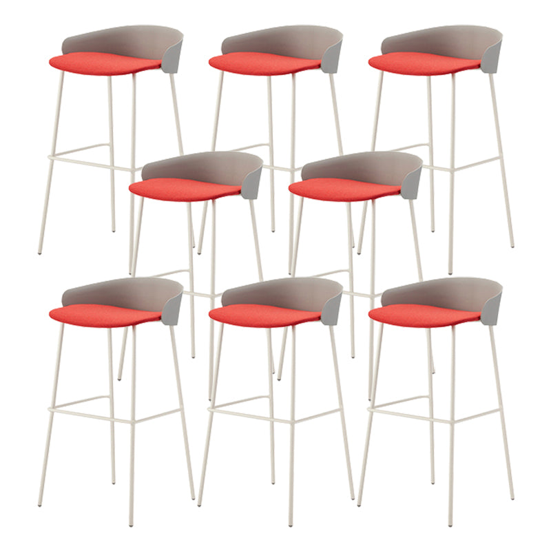 Contemporary Bucket Low Back Armless Bar Stools with White Metal Base