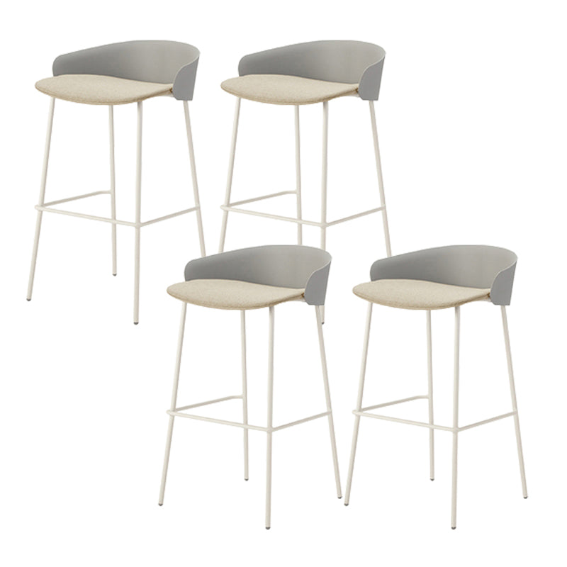 Contemporary Bucket Low Back Armless Bar Stools with White Metal Base