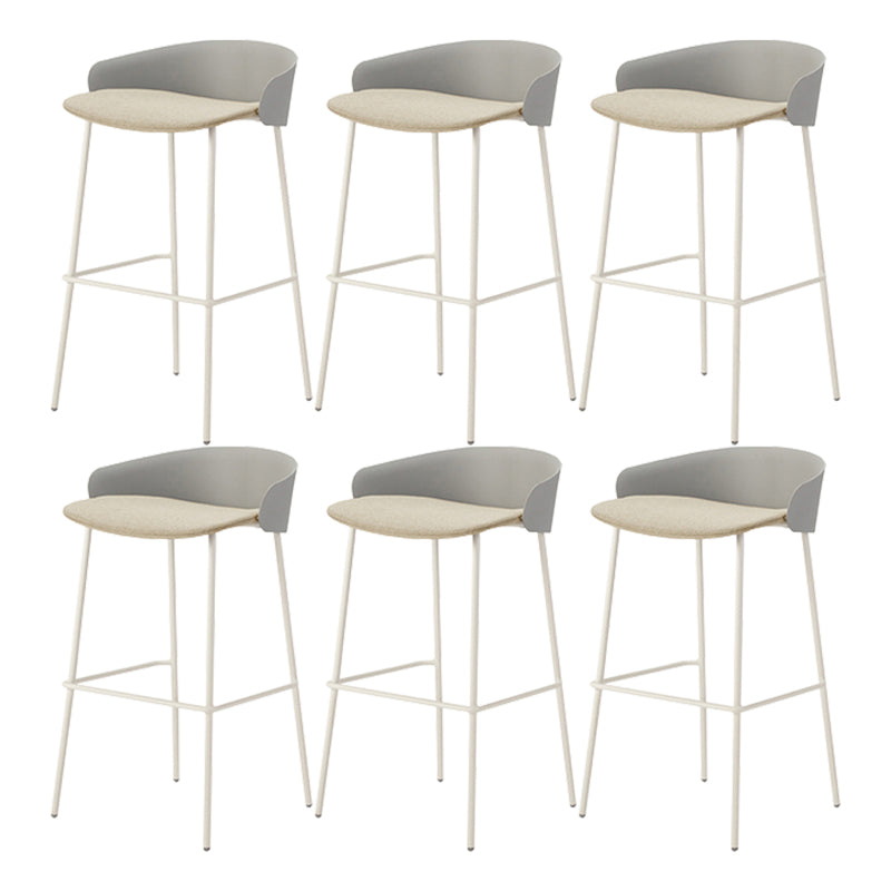 Contemporary Bucket Low Back Armless Bar Stools with White Metal Base
