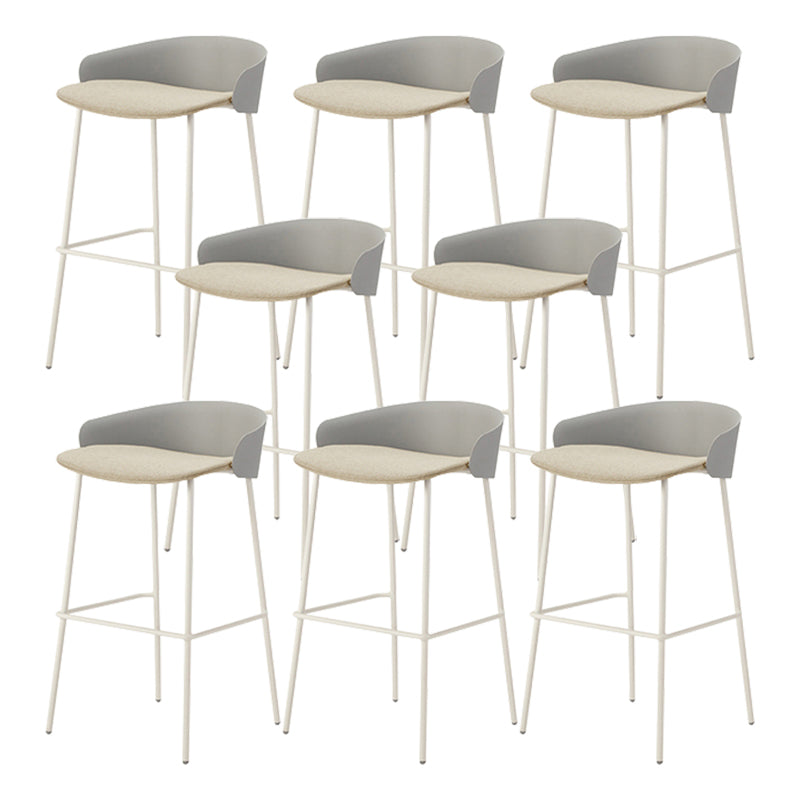 Contemporary Bucket Low Back Armless Bar Stools with White Metal Base