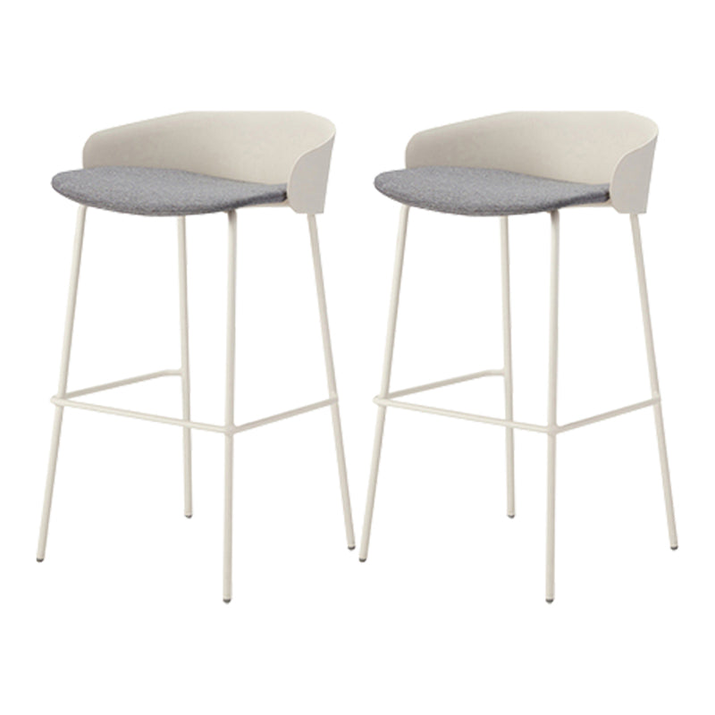 Contemporary Bucket Low Back Armless Bar Stools with White Metal Base