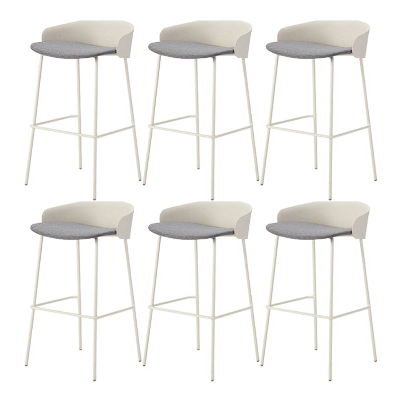 Contemporary Bucket Low Back Armless Bar Stools with White Metal Base