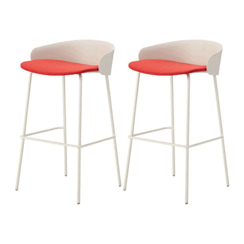 Contemporary Bucket Low Back Armless Bar Stools with White Metal Base