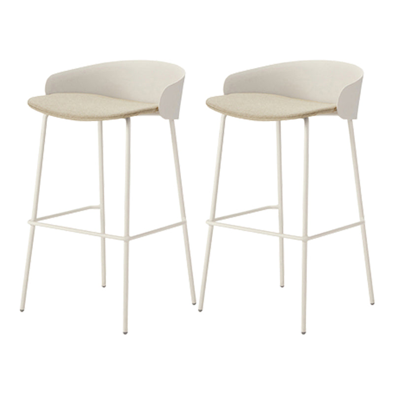 Contemporary Bucket Low Back Armless Bar Stools with White Metal Base
