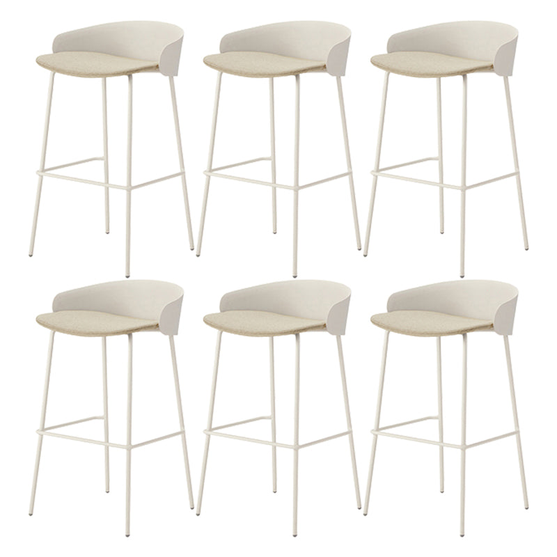 Contemporary Bucket Low Back Armless Bar Stools with White Metal Base
