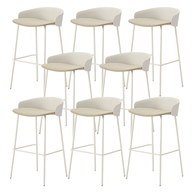 Contemporary Bucket Low Back Armless Bar Stools with White Metal Base