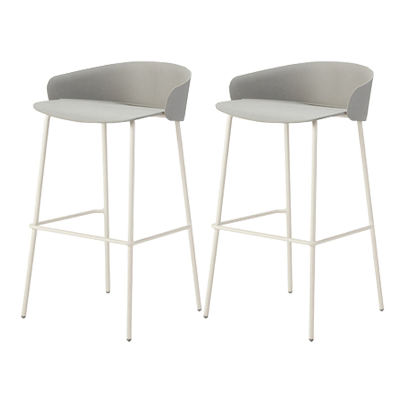 Contemporary Bucket Low Back Armless Bar Stools with White Metal Base