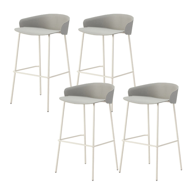 Contemporary Bucket Low Back Armless Bar Stools with White Metal Base