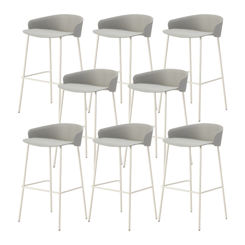 Contemporary Bucket Low Back Armless Bar Stools with White Metal Base