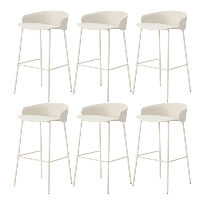 Contemporary Bucket Low Back Armless Bar Stools with White Metal Base