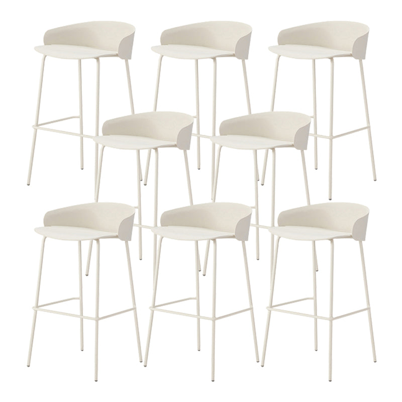 Contemporary Bucket Low Back Armless Bar Stools with White Metal Base