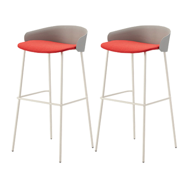 Contemporary Bucket Low Back Armless Bar Stools with White Metal Base