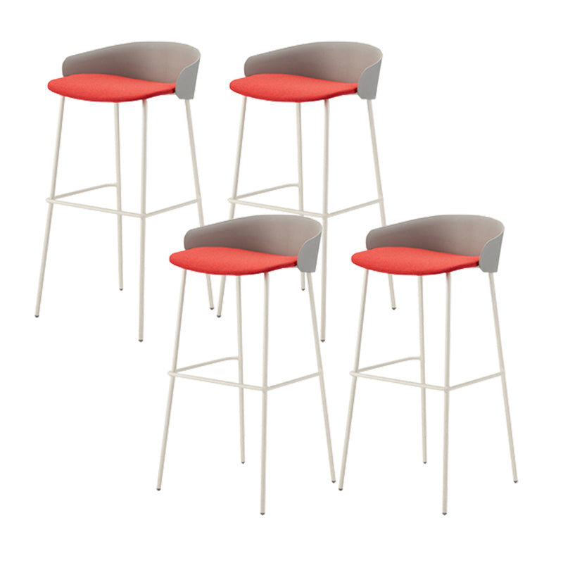 Contemporary Bucket Low Back Armless Bar Stools with White Metal Base