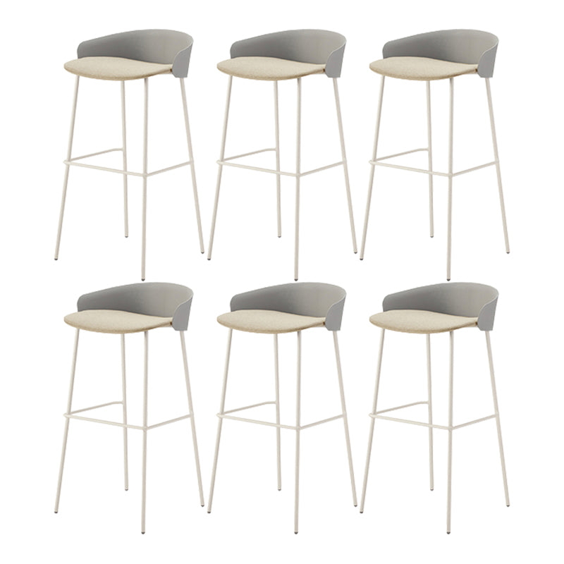 Contemporary Bucket Low Back Armless Bar Stools with White Metal Base