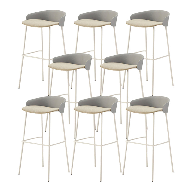Contemporary Bucket Low Back Armless Bar Stools with White Metal Base