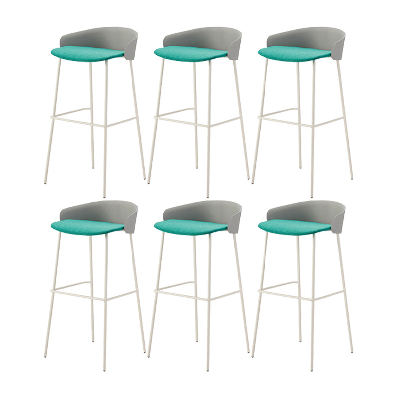 Contemporary Bucket Low Back Armless Bar Stools with White Metal Base