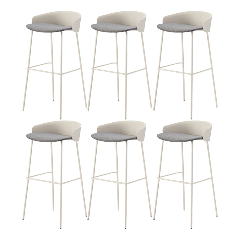 Contemporary Bucket Low Back Armless Bar Stools with White Metal Base