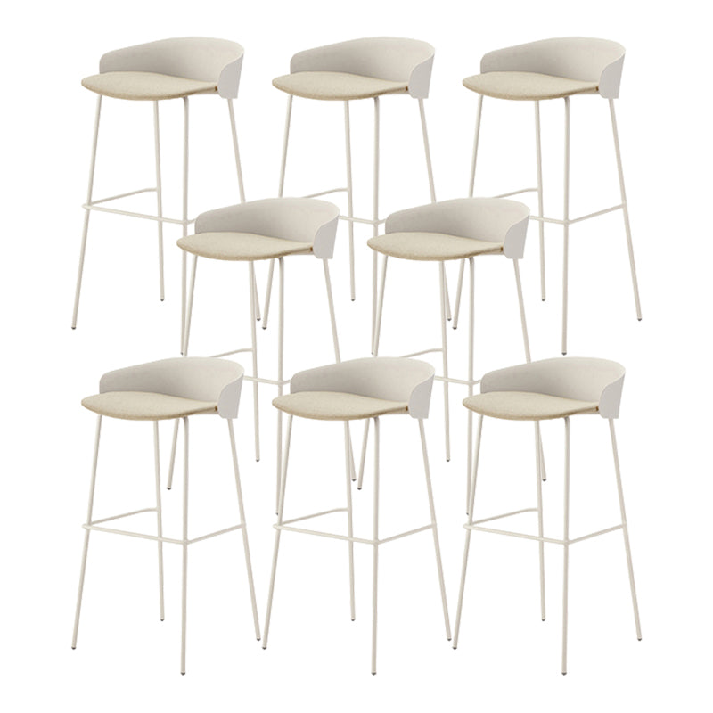 Contemporary Bucket Low Back Armless Bar Stools with White Metal Base