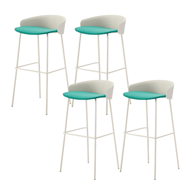 Contemporary Bucket Low Back Armless Bar Stools with White Metal Base