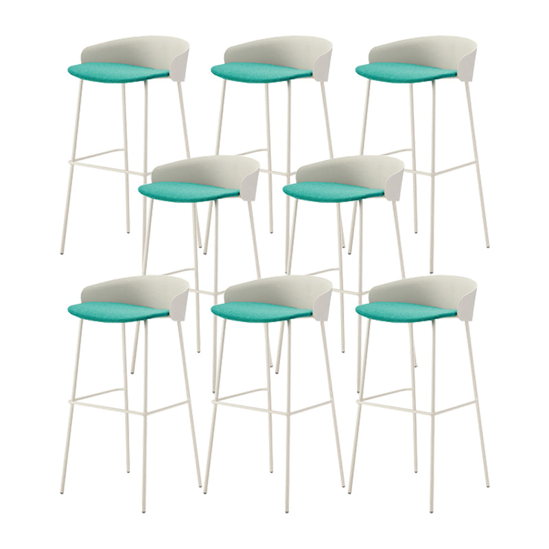 Contemporary Bucket Low Back Armless Bar Stools with White Metal Base