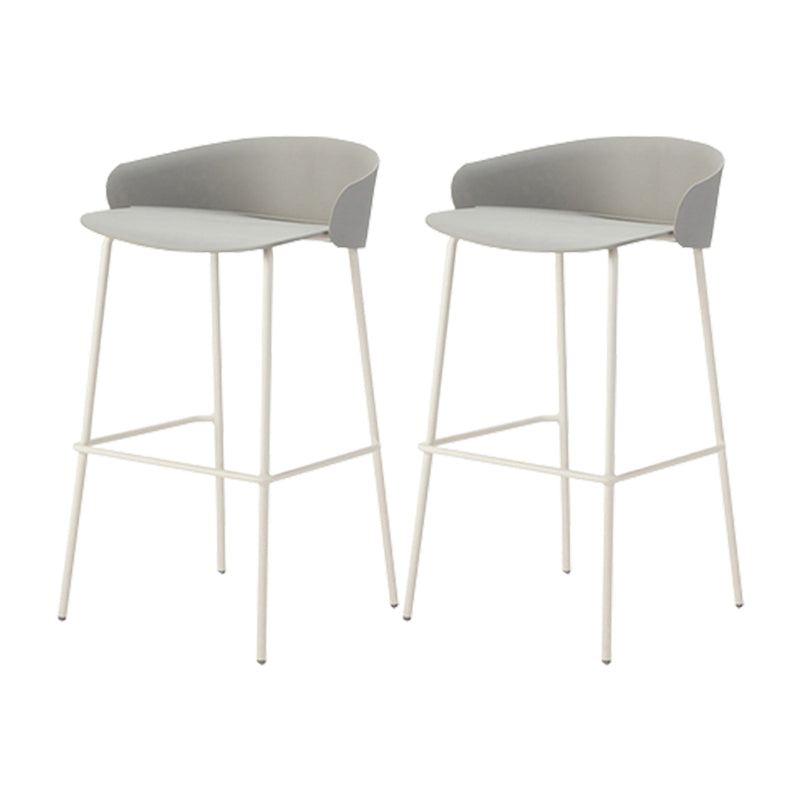 Contemporary Bucket Low Back Armless Bar Stools with White Metal Base