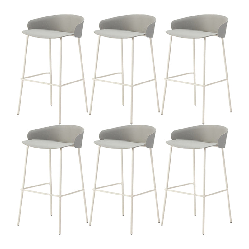 Contemporary Bucket Low Back Armless Bar Stools with White Metal Base